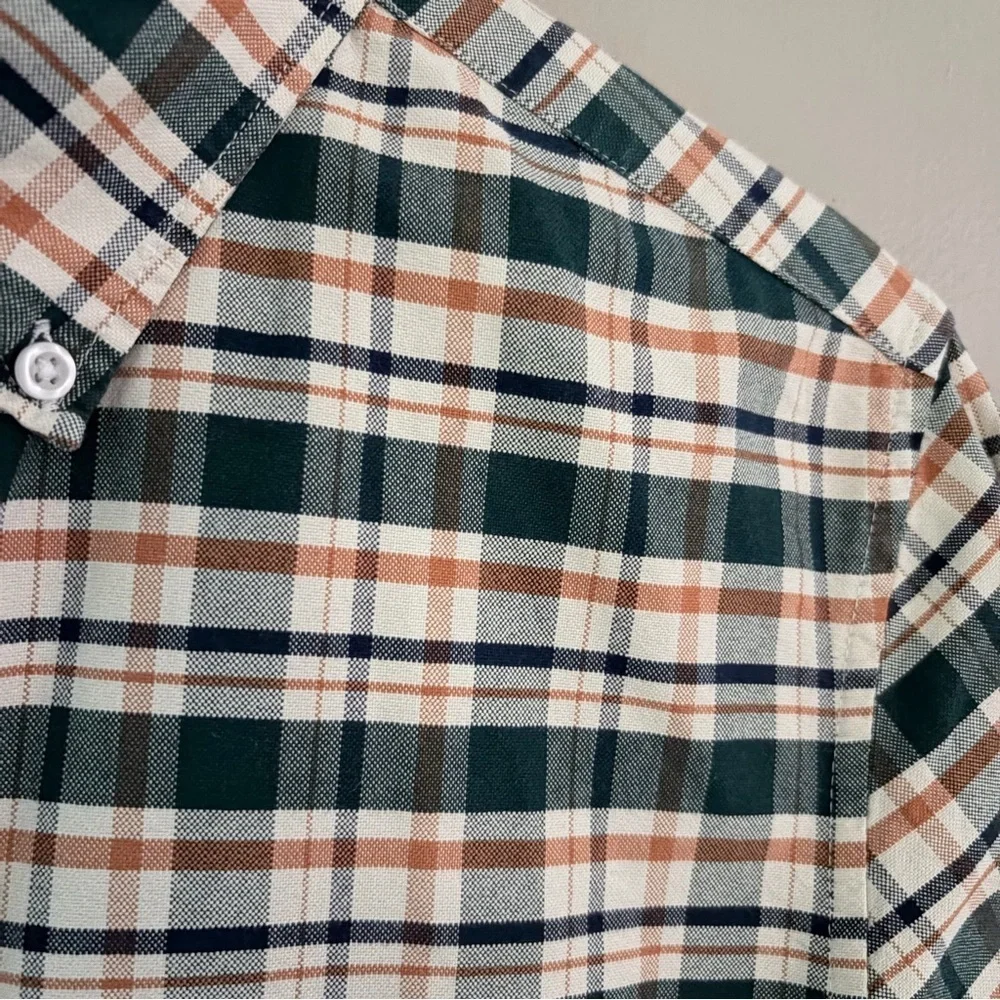 J. Crew Green and White Plaid Casual Shirt
